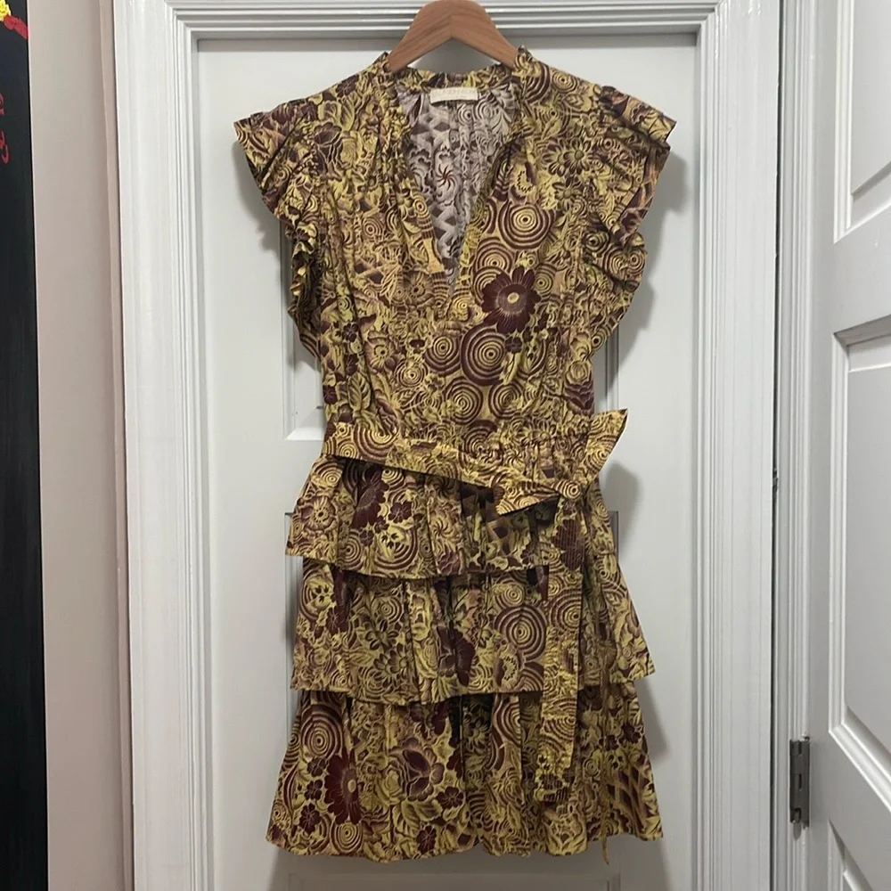 Ulla Johnson Honoria Tiered Printed Poplin Mini Dress - Picture 3 of 8